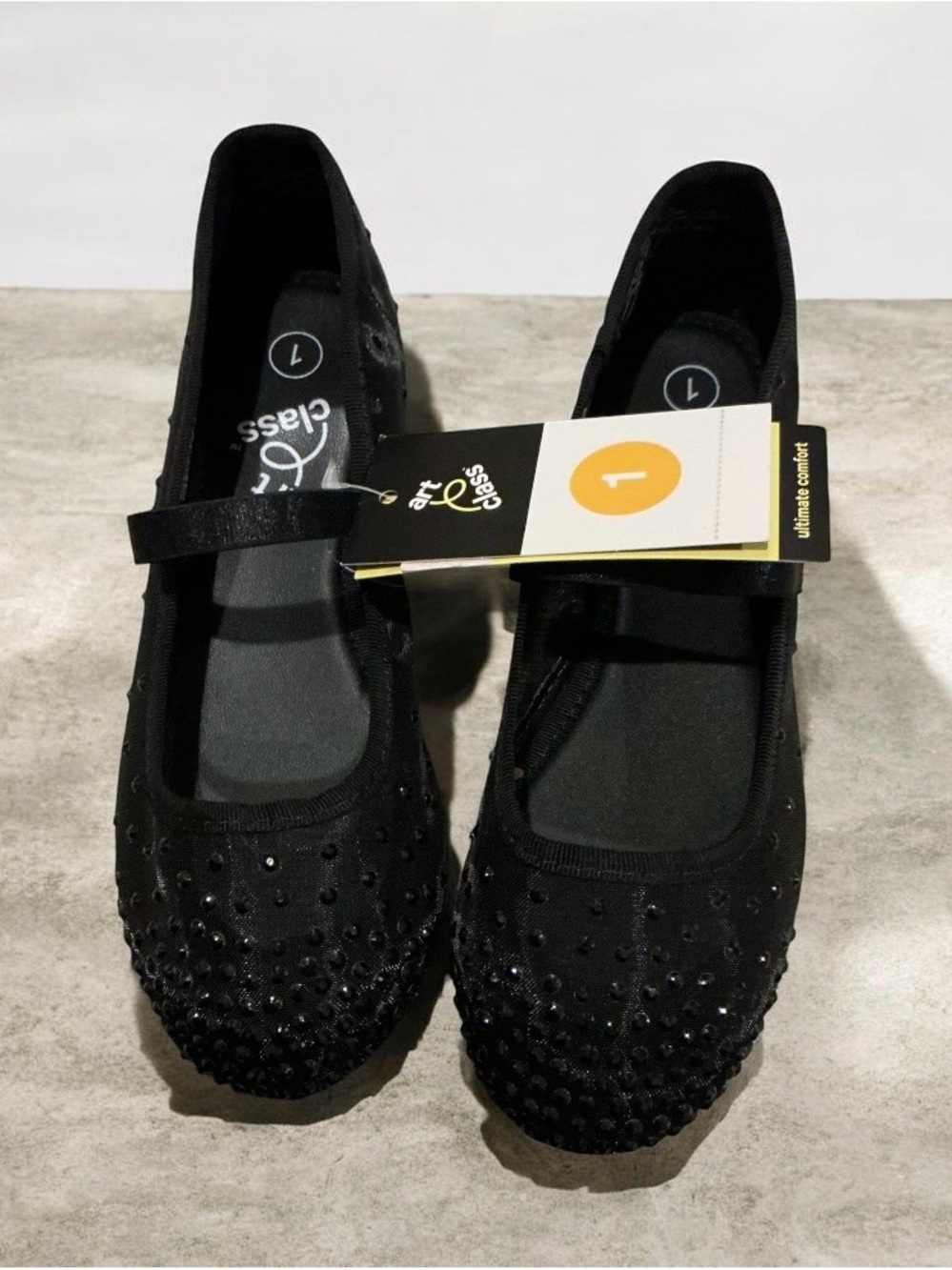 art class Black Jeweled Mary Jane Flats